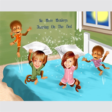 Jumping Little Monkeys Caricature from Photos - myDaVinci